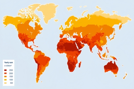 Yearly world solar radiation map